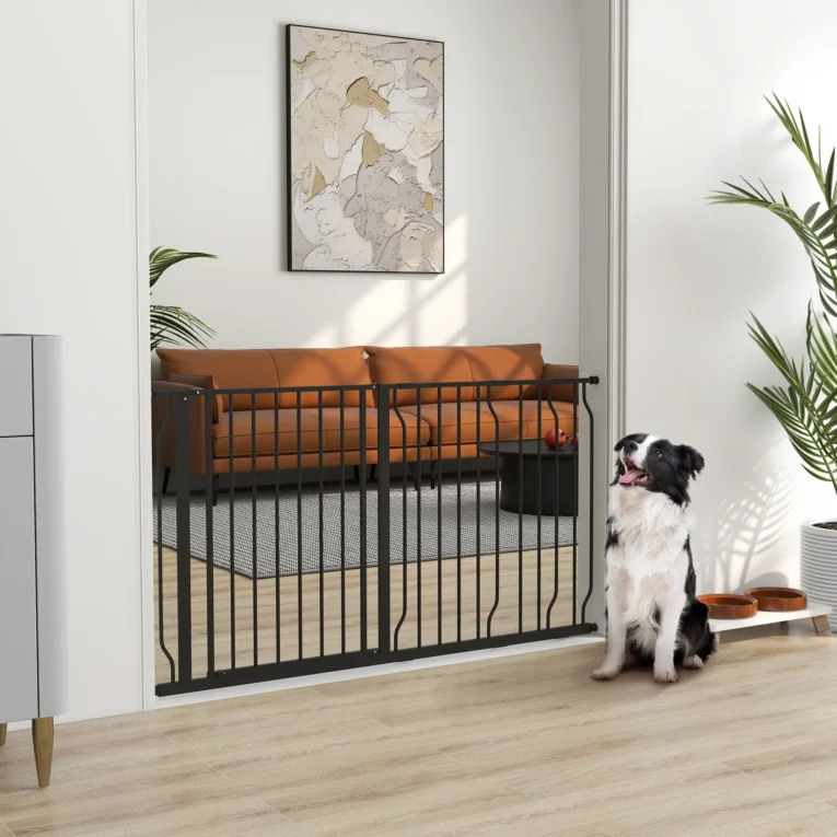 Extra-Wide Dog Gate with Extensions – Black, 75–145cm