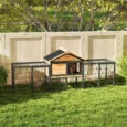 Wooden Rabbit Hutch with Side Run and Tray – Natural, 217cm