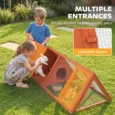 Wooden Rabbit Hutch with Run Outdoor Triangle House – Orange