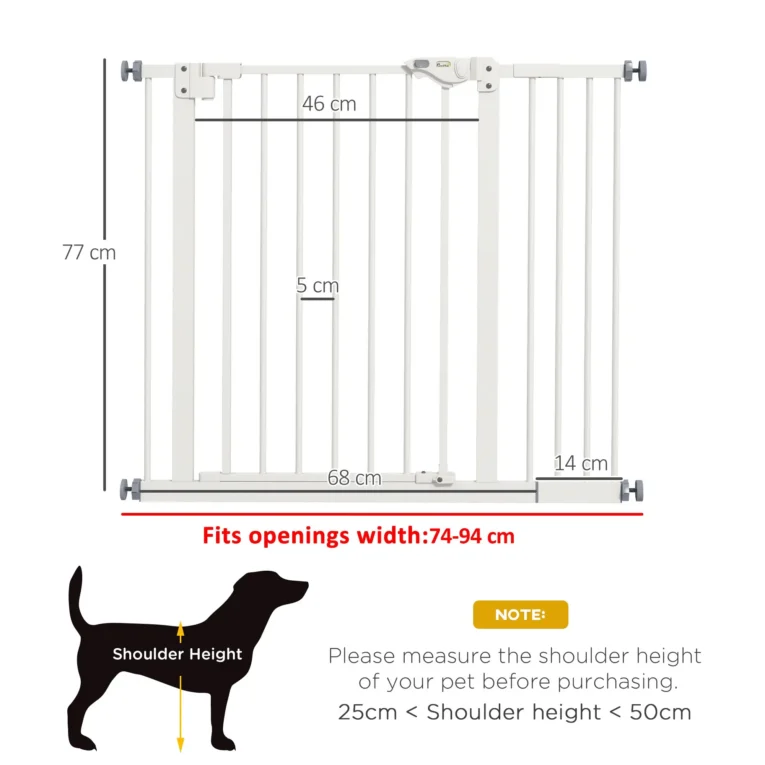 Adjustable Dog Gate Metal 74-94cm – White