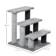 Three-Step Cat Stairs with Scratching Posts and Toy – Grey