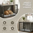 XL Dog Crate End Table with Cushion – Grey Wood Effect, 118cm