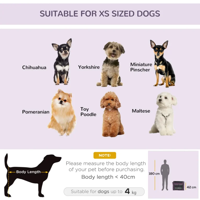 Folding Fabric Pet Carrier – Purple, 60 × 42 × 42cm Folding Fabric Pet Carrier – Purple, 60 × 42 × 42cm