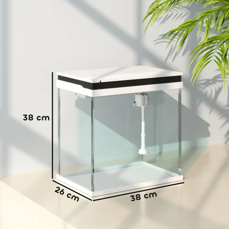 26-Litre Glass Aquarium with Filter, Pump and LED Lights – White