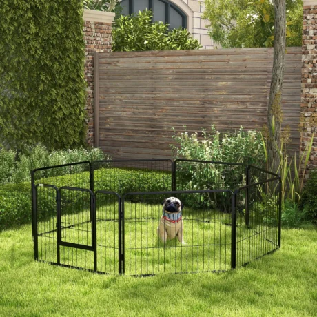 Eight-Panel Metal Dog Exercise Pen – Grey, 60cm