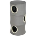 Three-Den Plush Cat Barrel with Washable Cover – Grey, 80cm