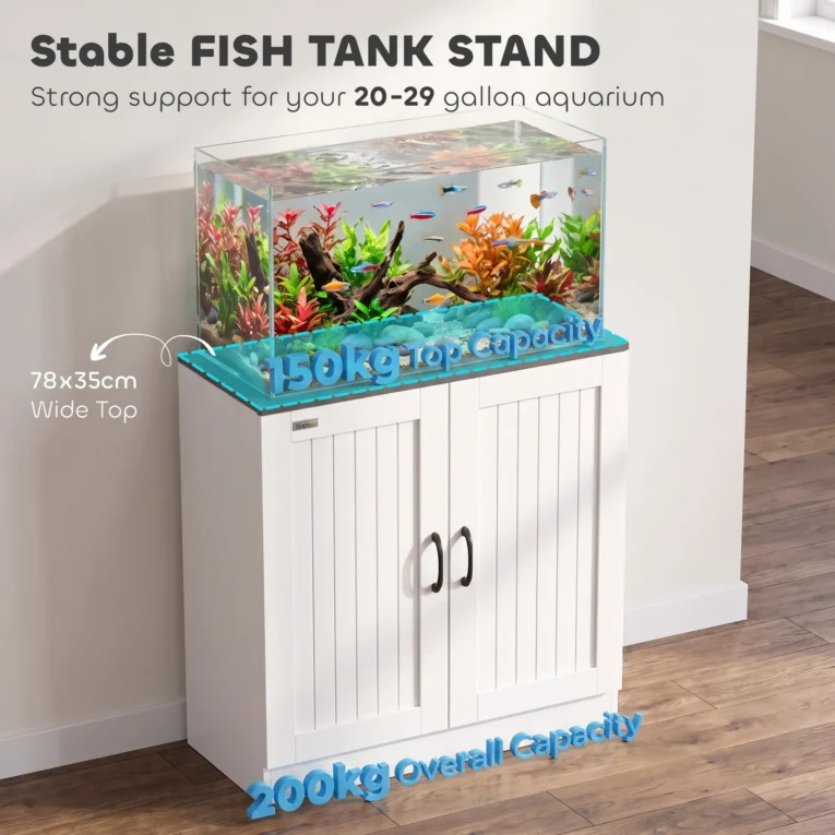 Aquarium Cabinet with Storage and Power Outlets – White, 78cm