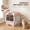 Enclosed Cat Litter Box with Drawer and Scoop – Pink, 48cm