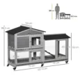 Two-Level Rabbit Hutch with Side Run – Grey