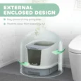 Enclosed Cat Litter Box with Drawer and Top Access – Grey, 52.5cm