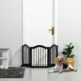 Three-Panel Freestanding Folding Dog Gate with Feet – Black