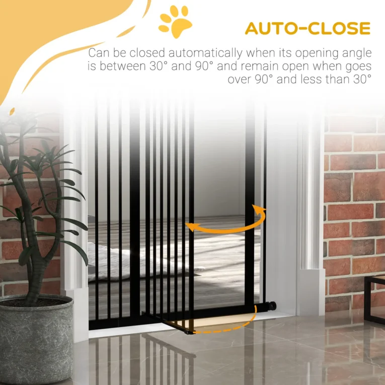 Pressure Fit Dog Stair Gate Auto Close 74-94cm – Black Pressure Fit Dog Stair Gate Auto Close 74-94cm – Black