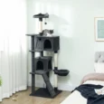 Tall Cat Tower with Two Dens and Hammock – Dark Grey, 180cm