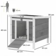 Wooden Rabbit Hutch 51x42x43cm – Grey