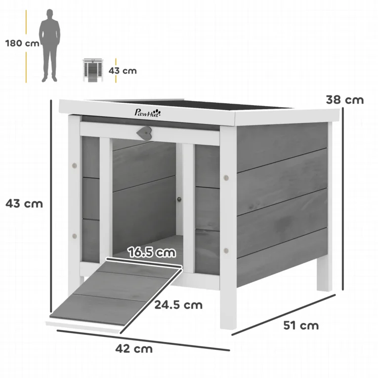 Wooden Rabbit Hutch 51x42x43cm – Grey