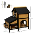 Wooden Cat House Water-Resistant Roof – Yellow, Black