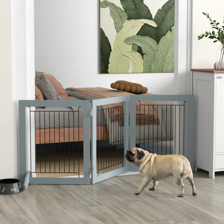 Three-Panel Freestanding Dog Gate – Grey, 61cm Three-Panel Freestanding Dog Gate – Grey, 61cm