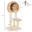 Cat Activity Tower with Enclosed Den and Play Toys – Beige, 100cm