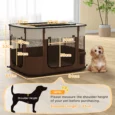Folding Fabric Pet Playpen – Brown, 84cm