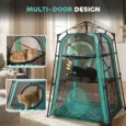 Three-Level Folding Cat Tent with Carry Bag – Green and Black