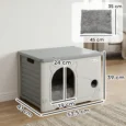 Stackable Plastic Cat House with Removable Cushion – Grey, 53.5cm