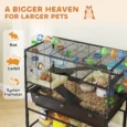 Three-Level Small-Animal Cage with Storage Shelf – Black, 106.5cm High