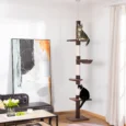 5-Tier Cat Tree Adjustable Height 230-260cm – Brown and white
