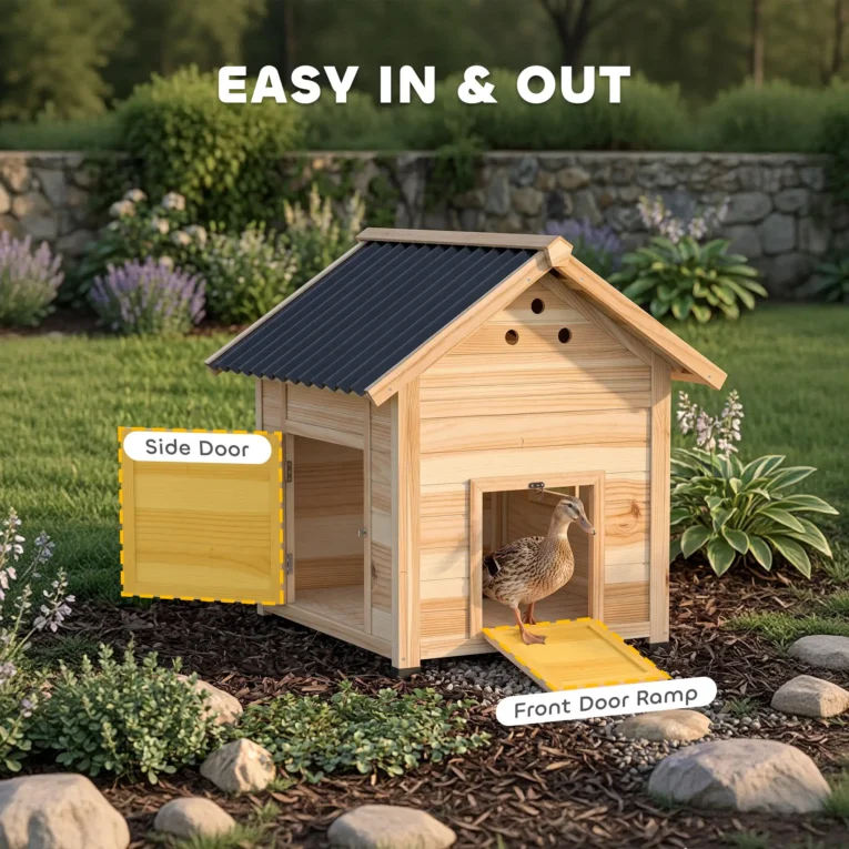 Wooden Duck House with Opening Roof and Removable Floor – Natural