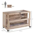 Three-Level Wooden Rodent Enclosure with Wheels and Tray – Natural, 99cm
