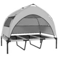 Large Raised Dog Bed with Removable Canopy – Grey, 106cm