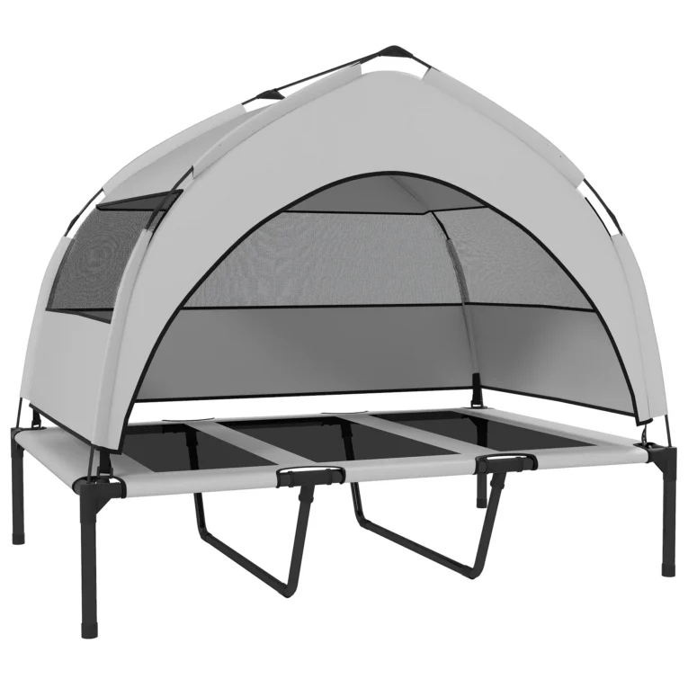 Large Raised Dog Bed with Removable Canopy – Grey, 106cm