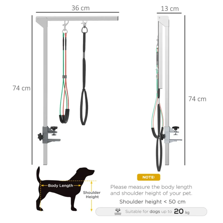 Adjustable Pet Grooming Arm with Clamp and Loop – Silver Adjustable Pet Grooming Arm with Clamp and Loop – Silver
