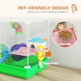 2-Tier Hamster Cage with Tunnel Wheels Ladder Dwarf – Green and white