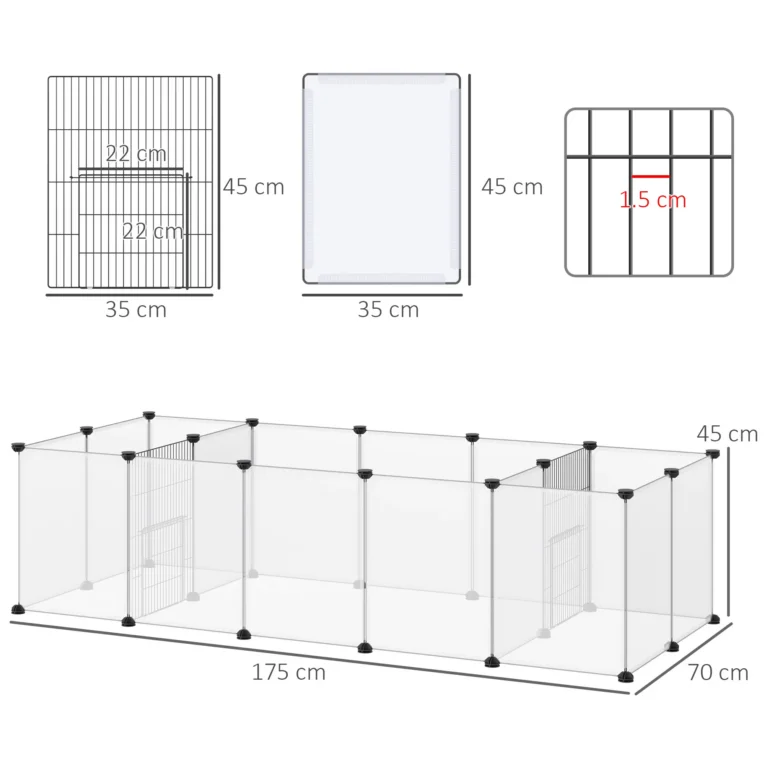 Eighteen-Panel Small-Animal Playpen – Black and White