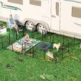 16-Panel Steel Dog Playpen with Two Doors – Grey, 80cm High
