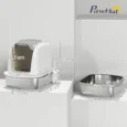Enclosed Steel Cat Litter Box with Flip Lid – White, 52cm