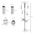 Garden Bird Feeding Station with Four Feeders and Six Hooks – Black