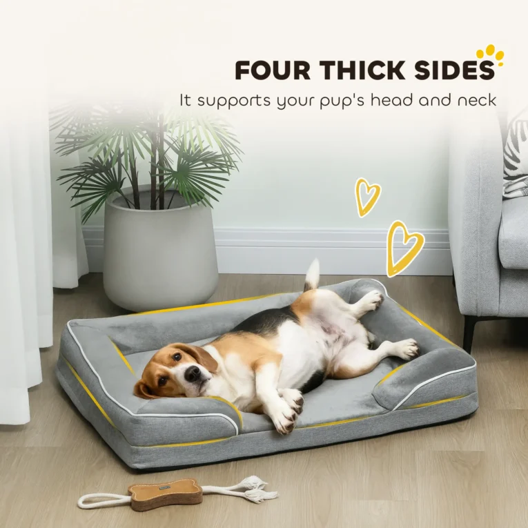 Medium Memory-Foam Dog Sofa Bed – Grey, 91.5cm Medium Memory-Foam Dog Sofa Bed – Grey, 91.5cm