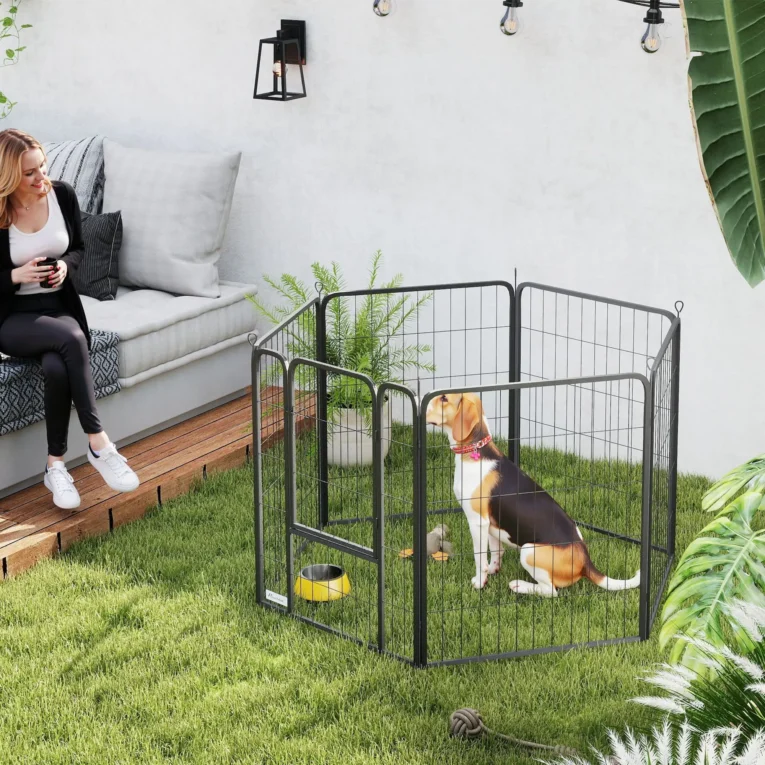 Heavy Duty Dog Playpen 80cm High for Indoor Outdoor – Black