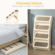 Folding Four-Step Pet Stairs – Beige, 49.5cm