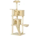 Tall Cat Tower with Two Dens and Hammock – Beige, 180cm