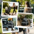 Folding Pet Stroller with Lift-Off Carrier – Grey, 10kg Capacity