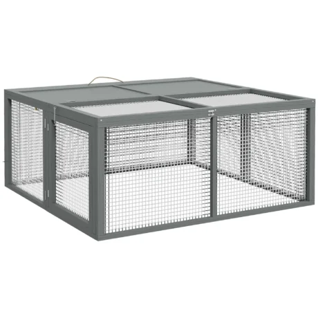 Folding Wooden Rabbit Exercise Pen – Grey, 110cm