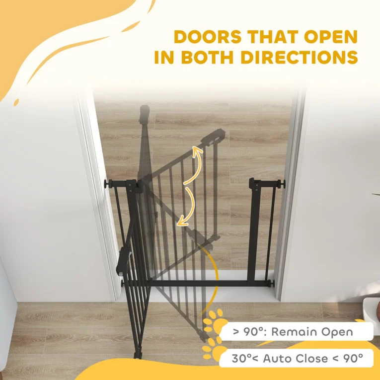 Dog Gate with Double-Action Latch – Black, 74–80cm