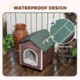 Insulated Raised Cat Shelter with Cushion – Red-Brown