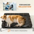 Raised Dog Bed with Removable Bolster – Black, 110cm