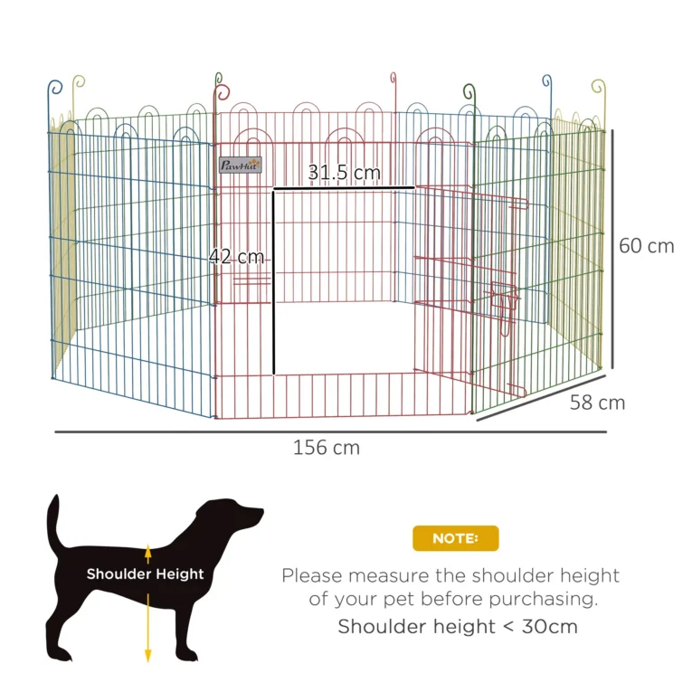 Eight-Panel Metal Pet Playpen – Multicolour, 60cm