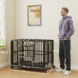 Folding Steel Dog Crate with Opening Roof – Black, 109cm
