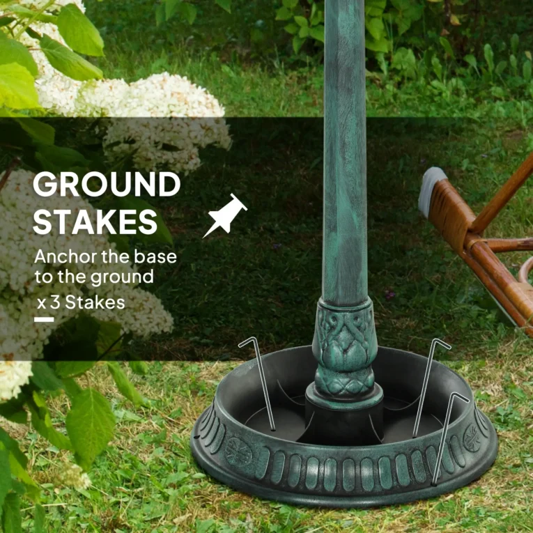 Garden Bird Bath with Planter Base – Green, 113cm