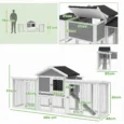 Wooden Chicken Coop with Nesting Box Outdoor – Grey, White Black
